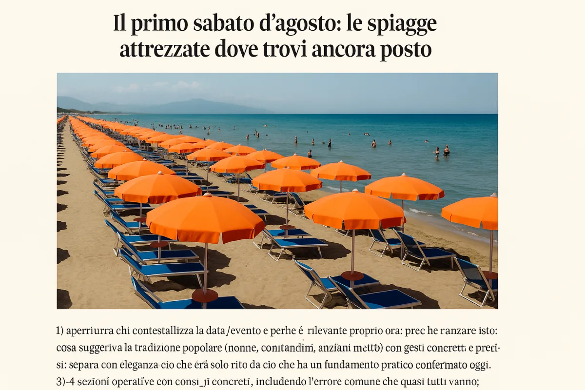 Il primo sabato d'agosto: le spiagge attrezzate dove trovi ancora posto